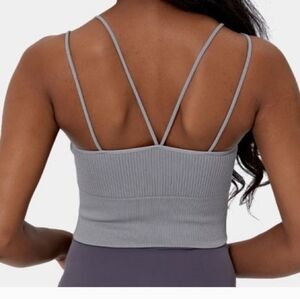HALARA Gray Ribbed Crop Top
